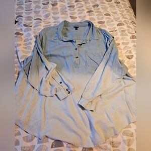 Light Blue Button-Up Shirt Tunic Shirt